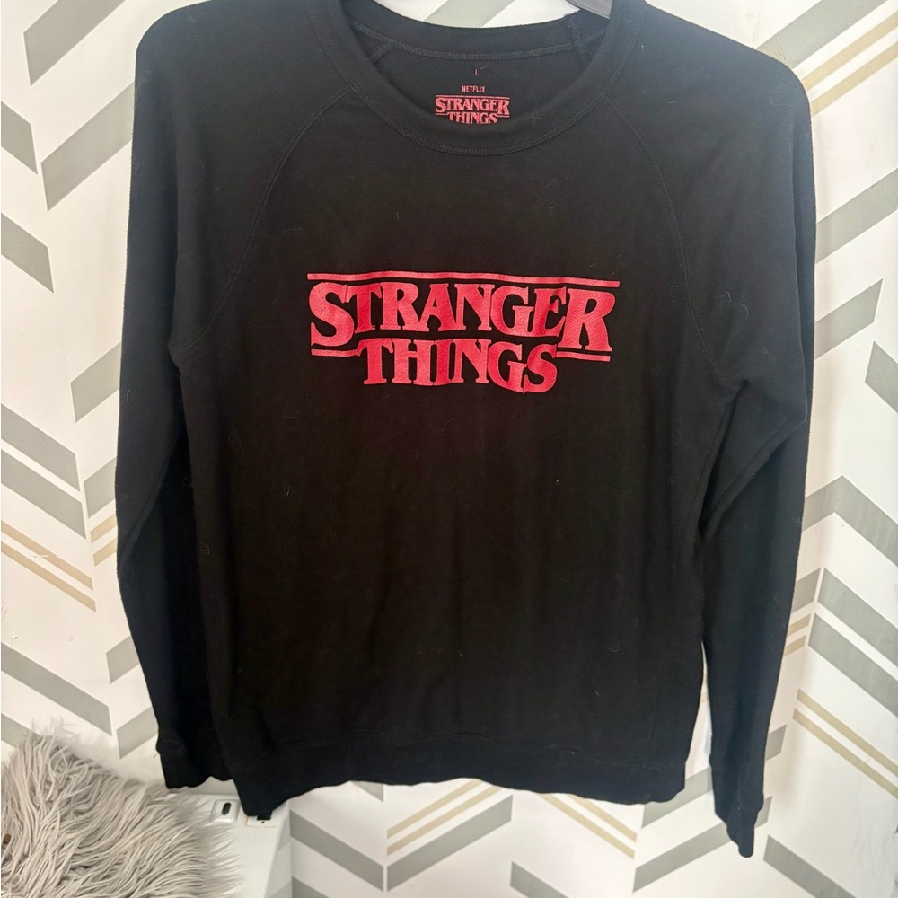 Netflix Stranger Things Black Tee with Red Logo